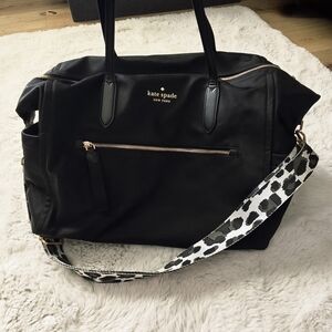 Kate Spade Black Travel Bag with Leopard Print Strap